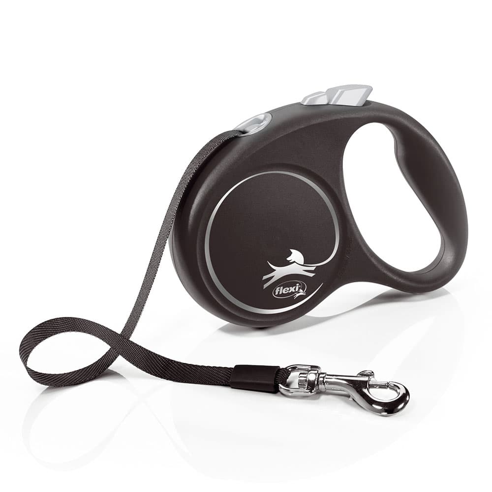 Laisse flexi Black Design noir, 5 m pour chien - taille S : jusqu'à 15 kg