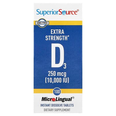 Superior Source, D3, 250 µg (10 000 UI), 100 comprimés à dissolution instantanée MicroLingual