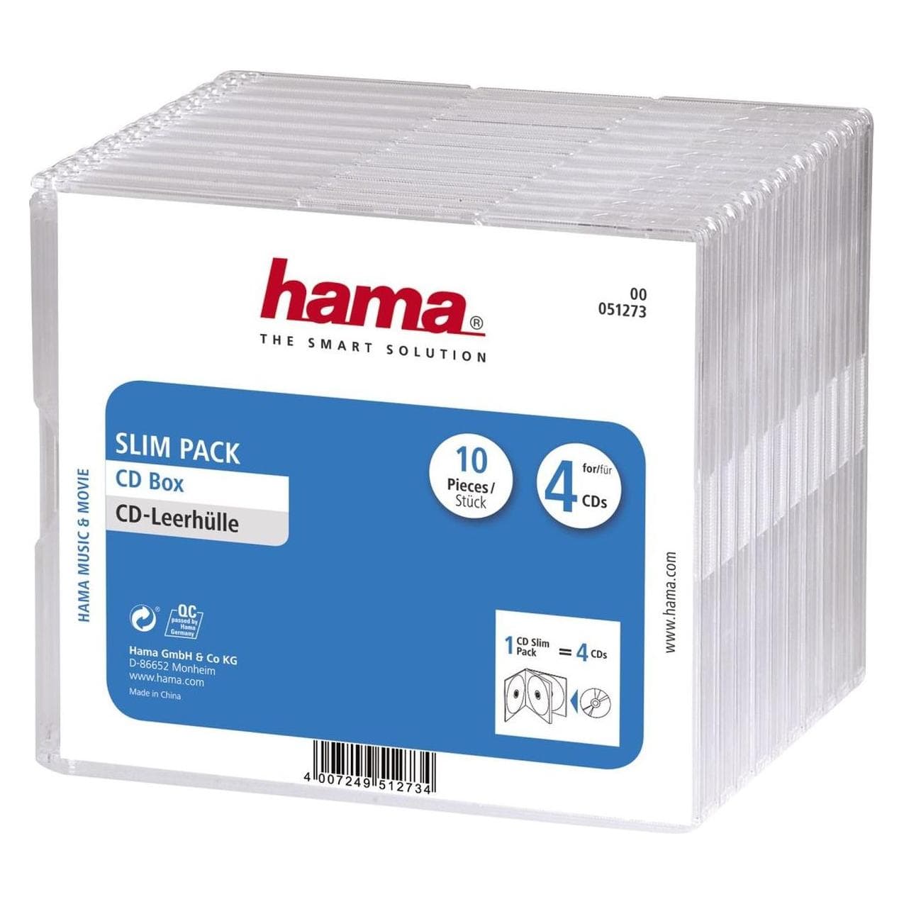 Hama Pochette CD vide Slim Pack 4, CD + DVD : accessoires
