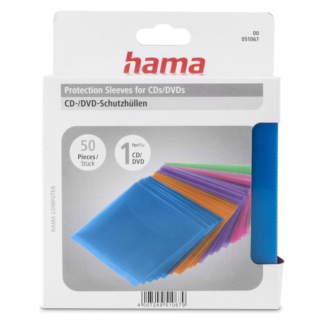 Hama 1x50 CD-ROM/DVD-ROM Manchons colorés, CD + DVD : accessoires