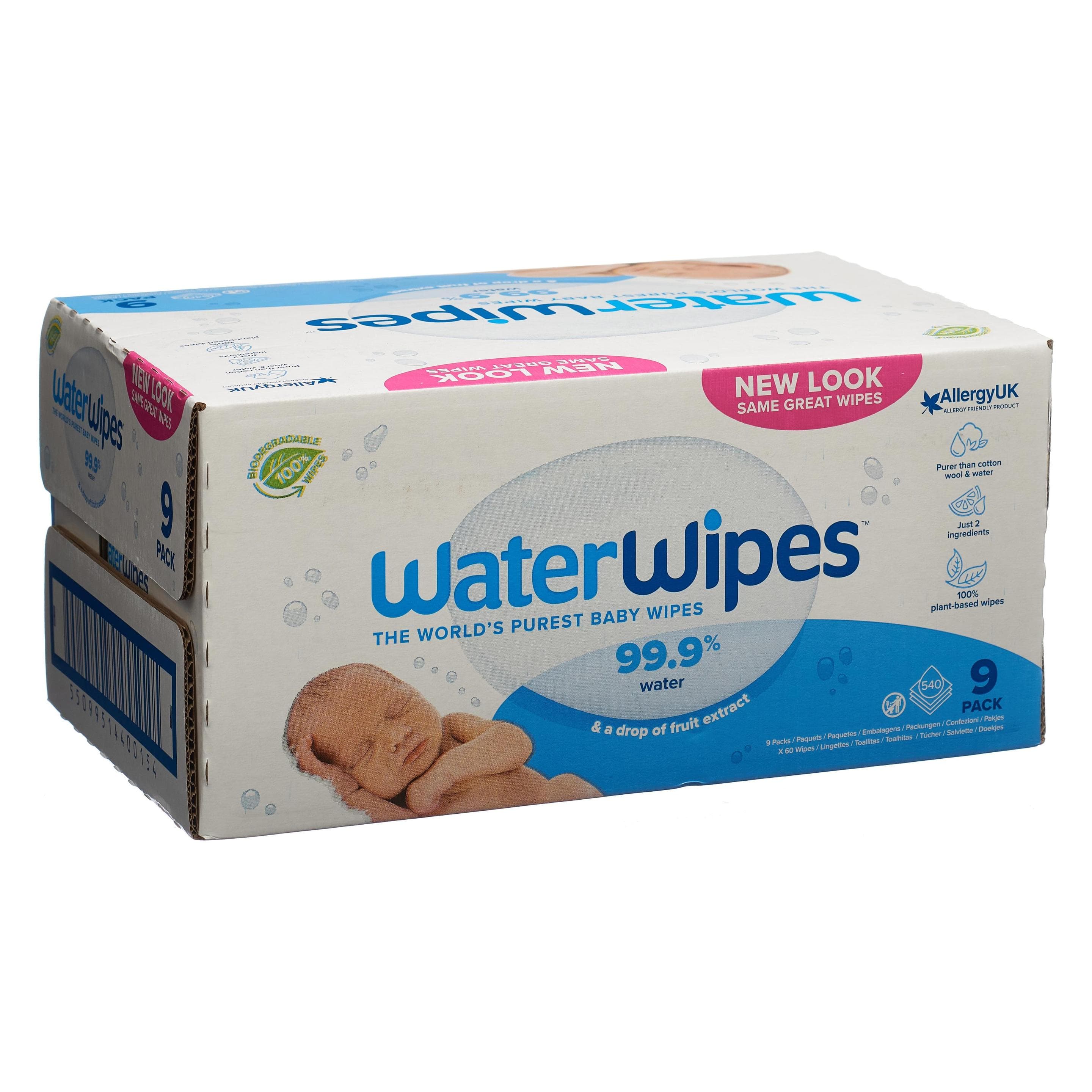 WaterWipes Lingettes humides (9 x 60 pcs)
