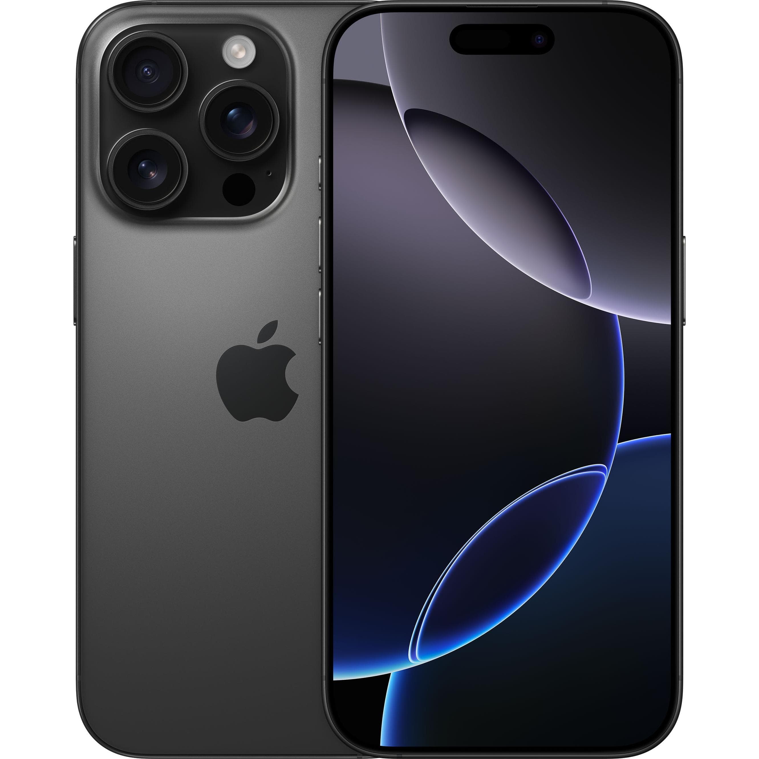 Apple iPhone 16 Pro (128 Go, Titane noir, 6.30", SIM + eSIM, 5G), Téléphone portable, Noir