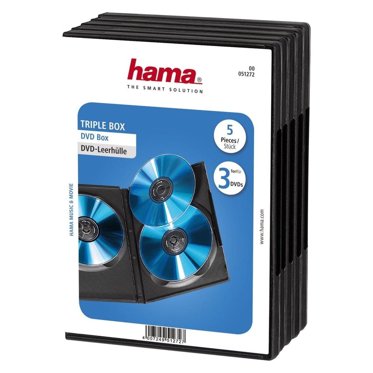 Hama Boîtier vide pour DVD Triple Box, paquet de 5, CD + DVD : accessoires