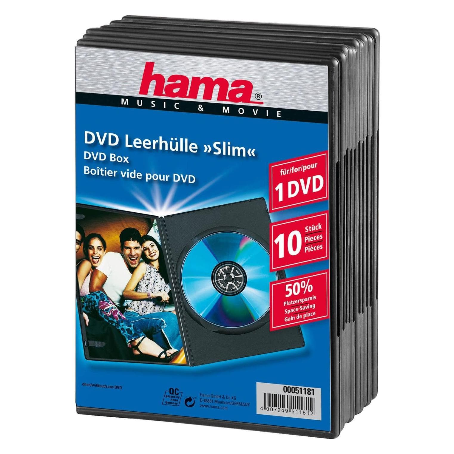 Hama 1x10 DVD Blank Sleeve Slim 50% d'économie d'espace, CD + DVD : accessoires