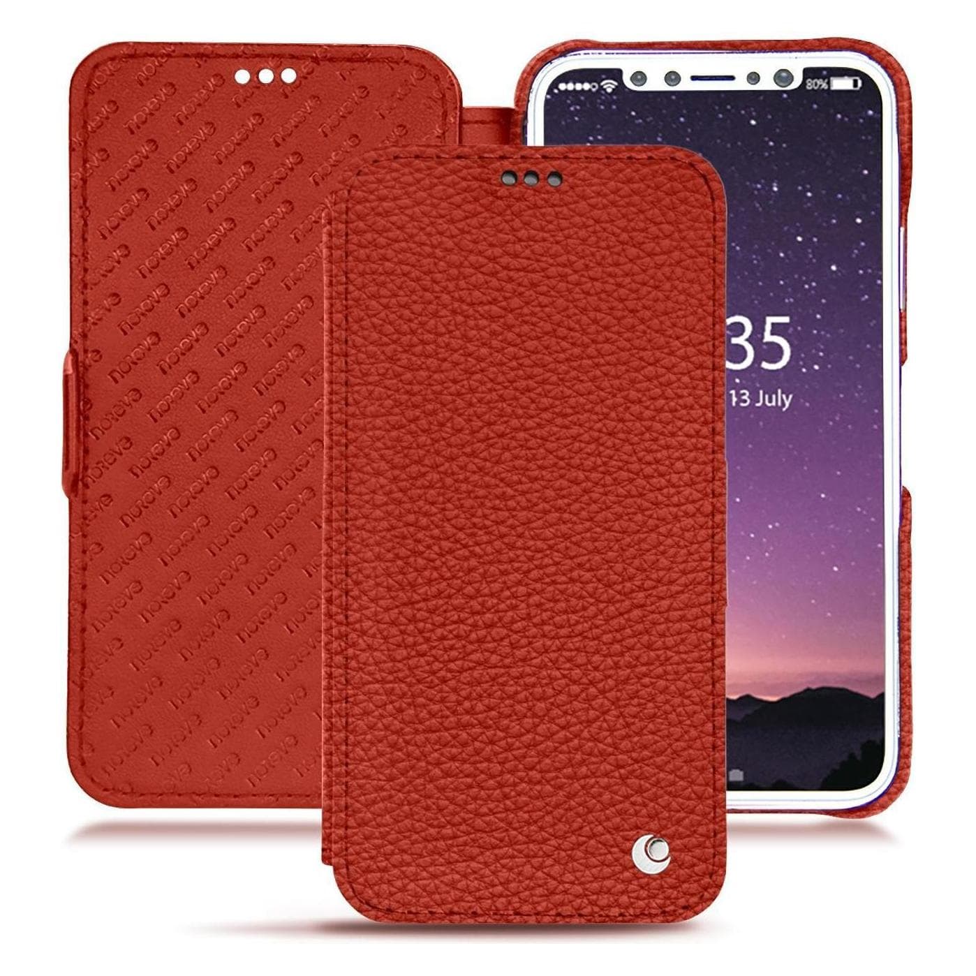 Noreve Housse cuir horizontal (Apple iPhone XS), Coque pour téléphone portable, Orange