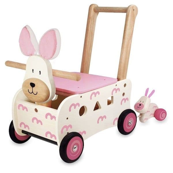 Chariot de marche en bois 3 en 1 Lapine Rosa Blanche et son petit